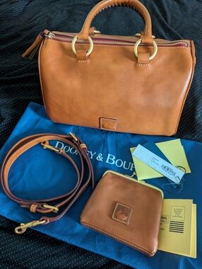 Dooney & Bourke Florentine Barrel Satchel And Kiss lock Pouch